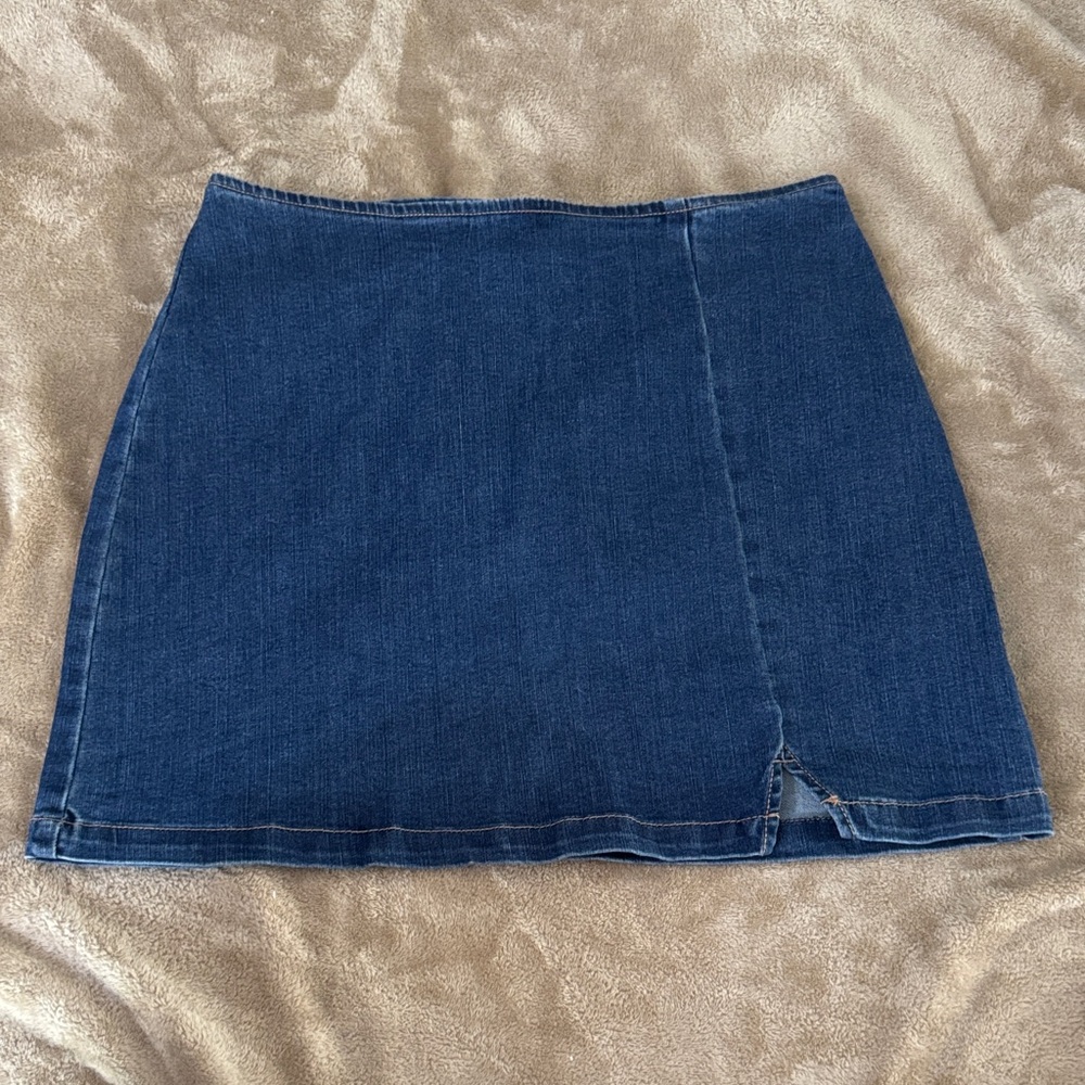 wild fable Dark Blue Denim Mini Skirt with Front Slit